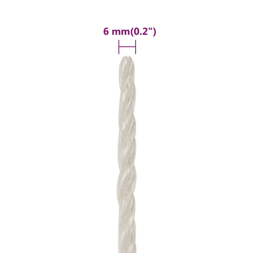 arbejdsreb 6 mm 250 m polypropylen hvid