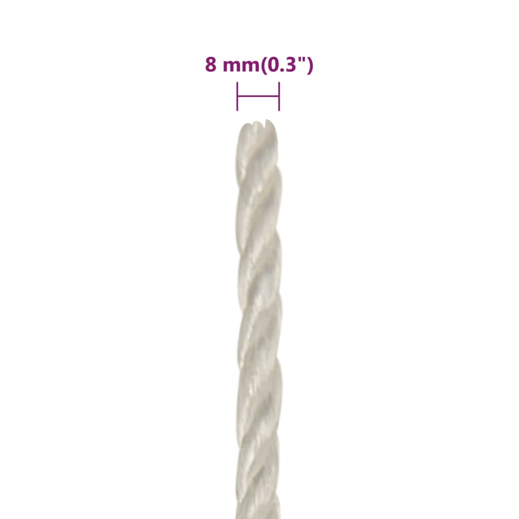 arbejdsreb 8 mm 50 m polypropylen hvid
