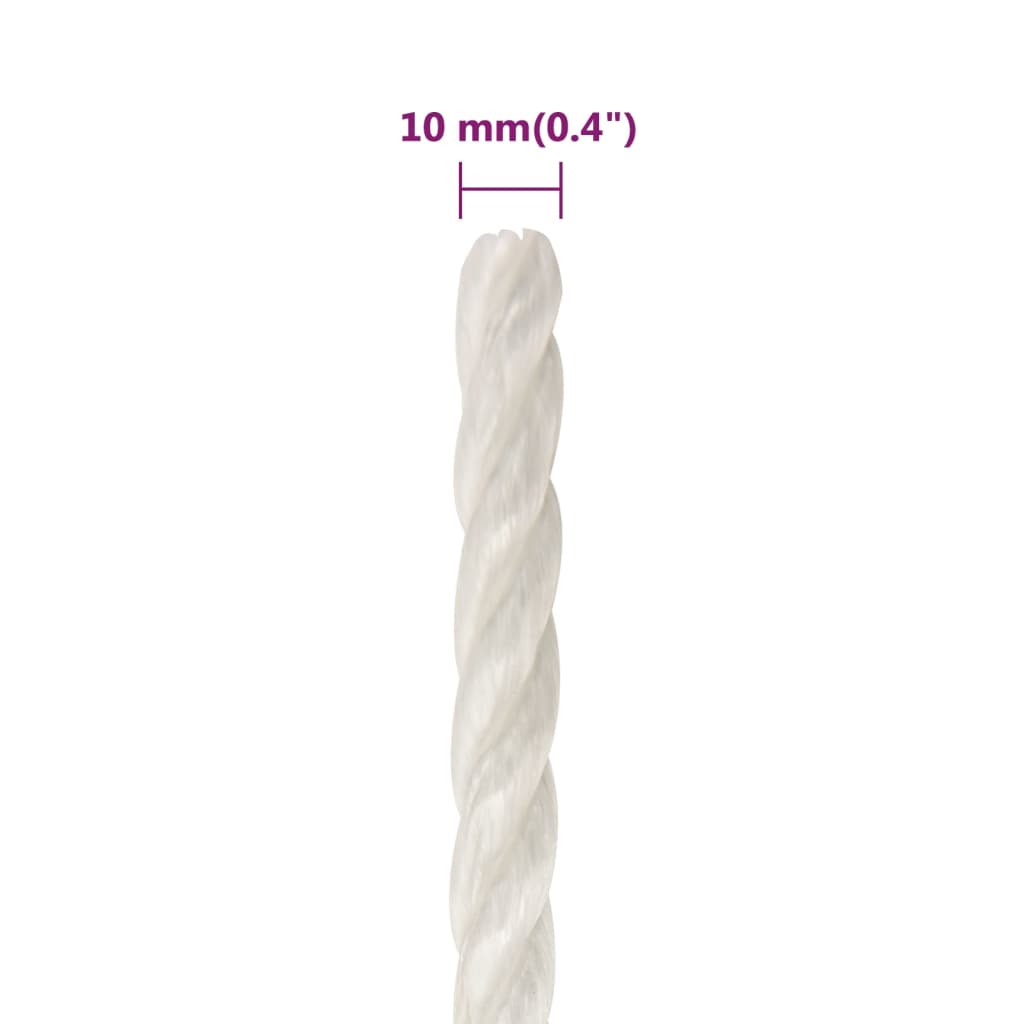 arbejdsreb 10 mm 100 m polypropylen hvid