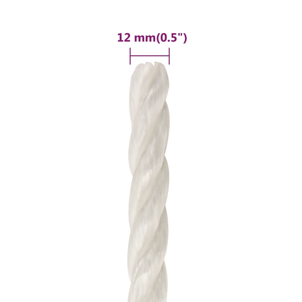 arbejdsreb 12 mm 500 m polypropylen hvid