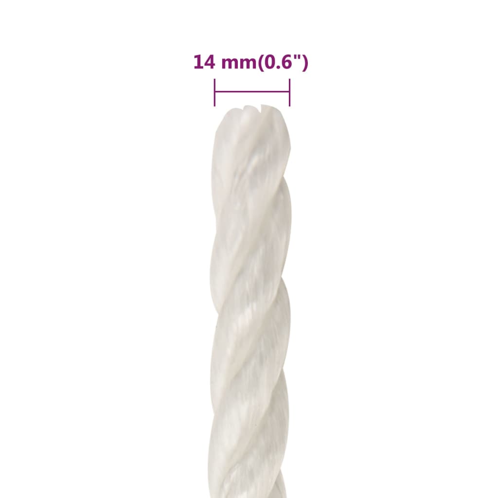 arbejdsreb 14 mm 50 m polypropylen hvid