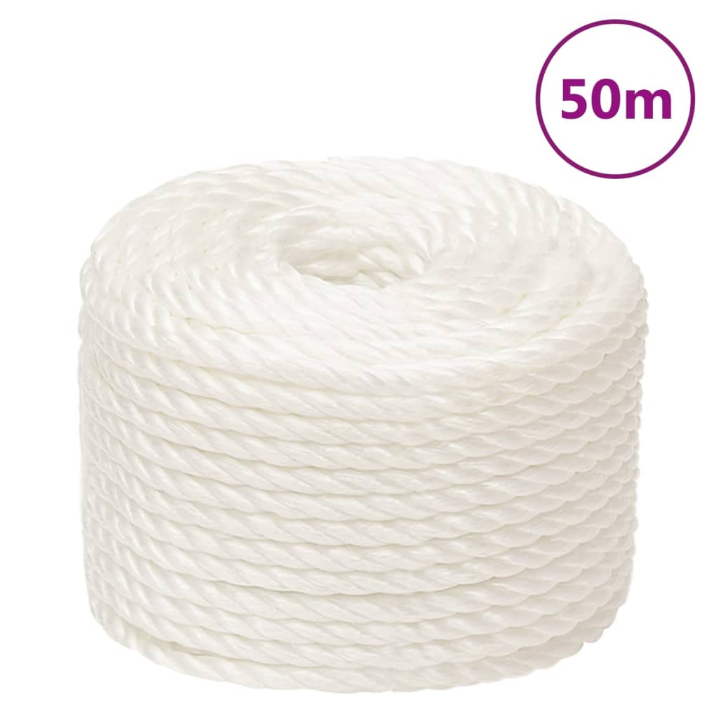 arbejdsreb 16 mm 50 m polypropylen hvid billede