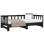daybed med udtræk 2x(90x190) cm massivt fyrretræ sort