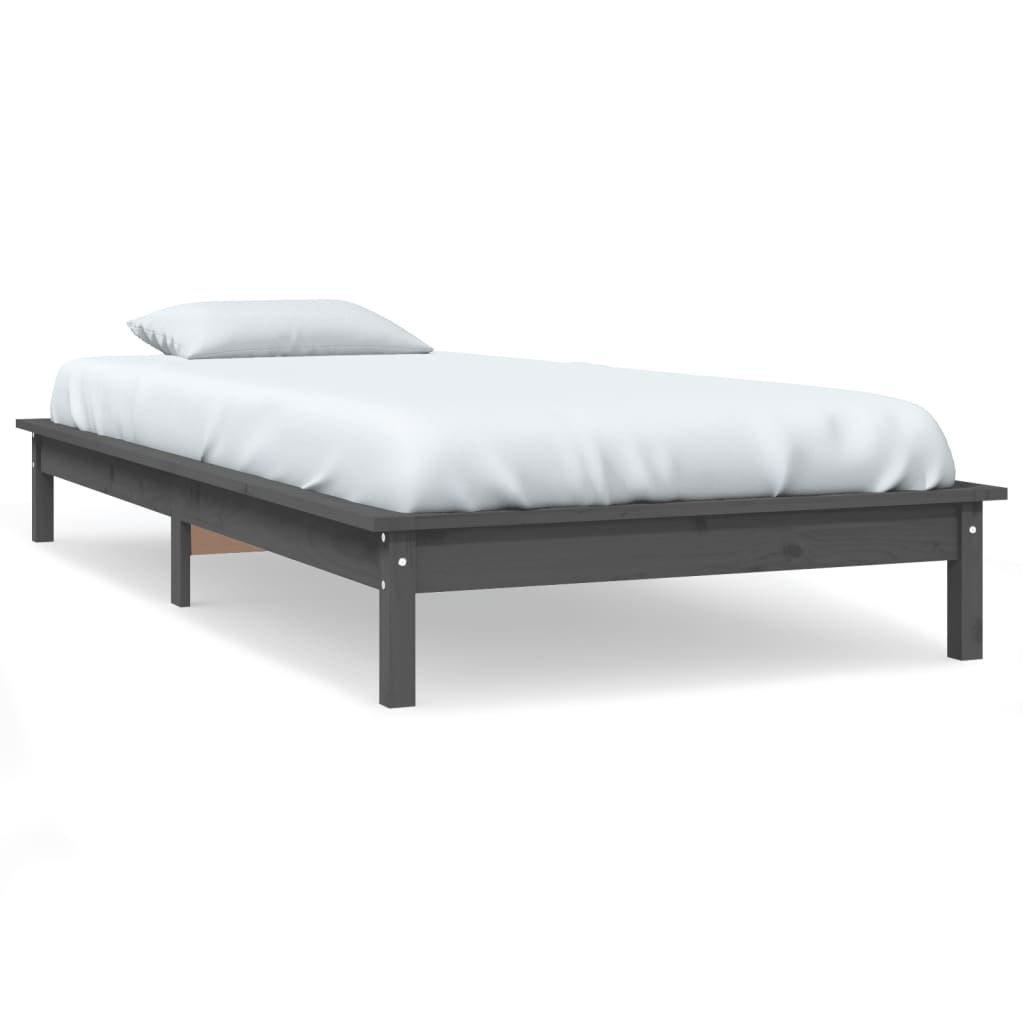 sengeramme 100x200 cm massivt fyrretræ grå