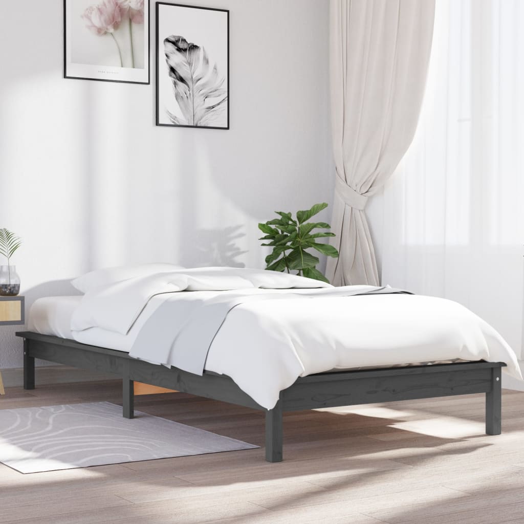 sengeramme 100x200 cm massivt fyrretræ grå