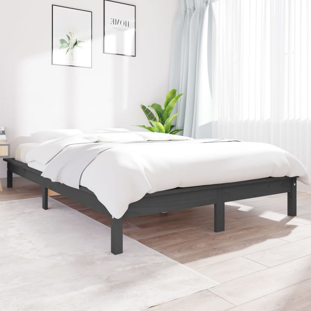 sengeramme 120x200 cm massivt fyrretræ grå