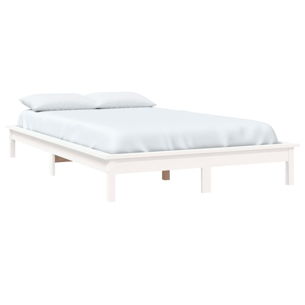 sengeramme 140x200 cm massivt fyrretræ hvid