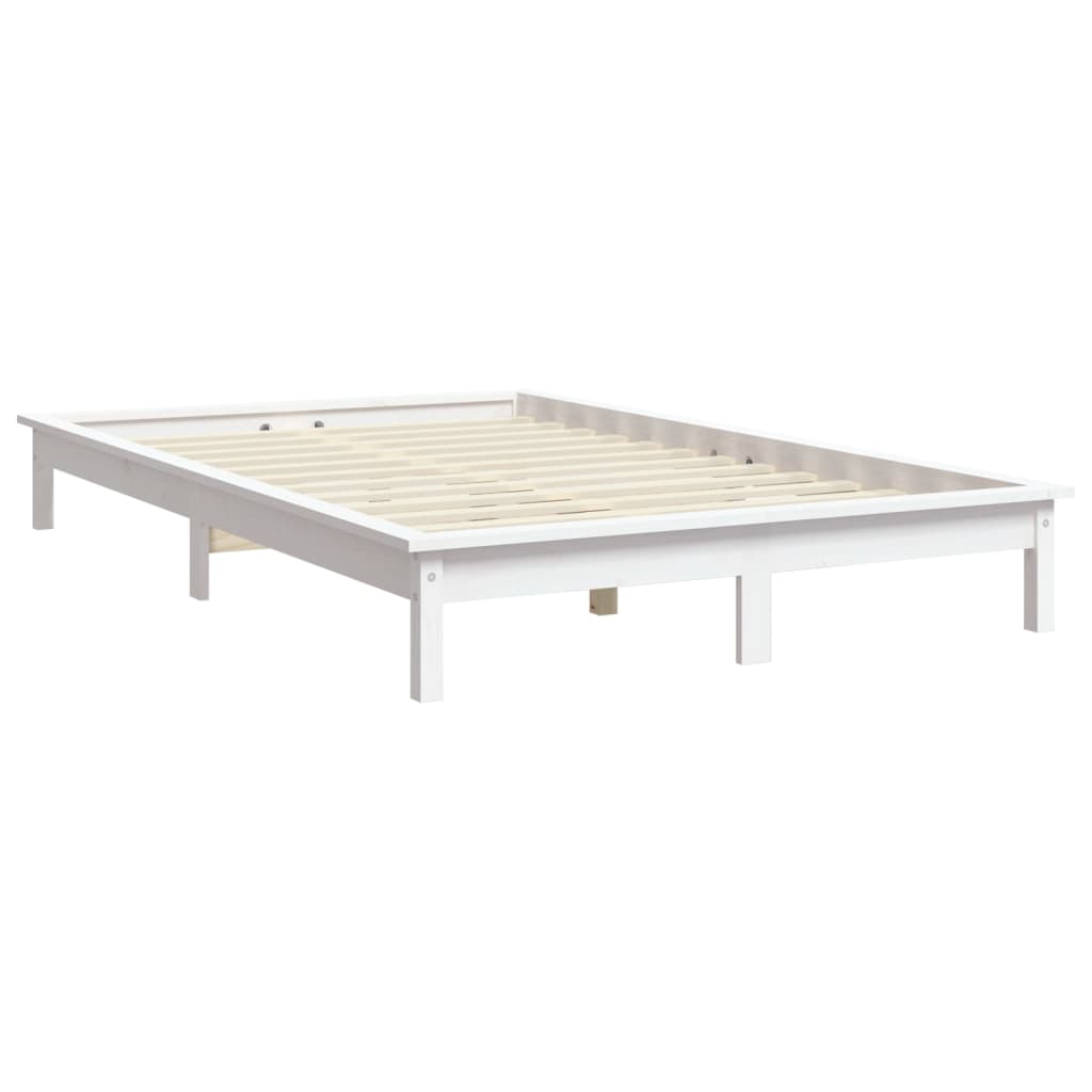 sengeramme 140x200 cm massivt fyrretræ hvid