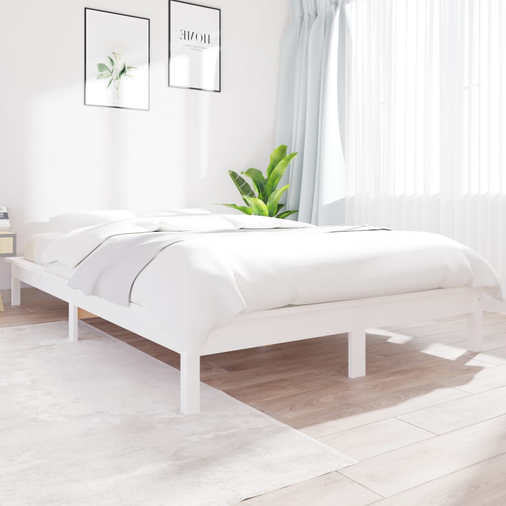 sengeramme 150x200 cm King Size massivt fyrretræ hvid