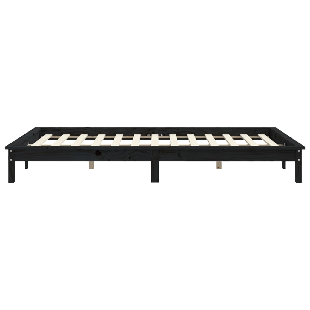 sengeramme 150x200 cm massivt fyrretræ sort