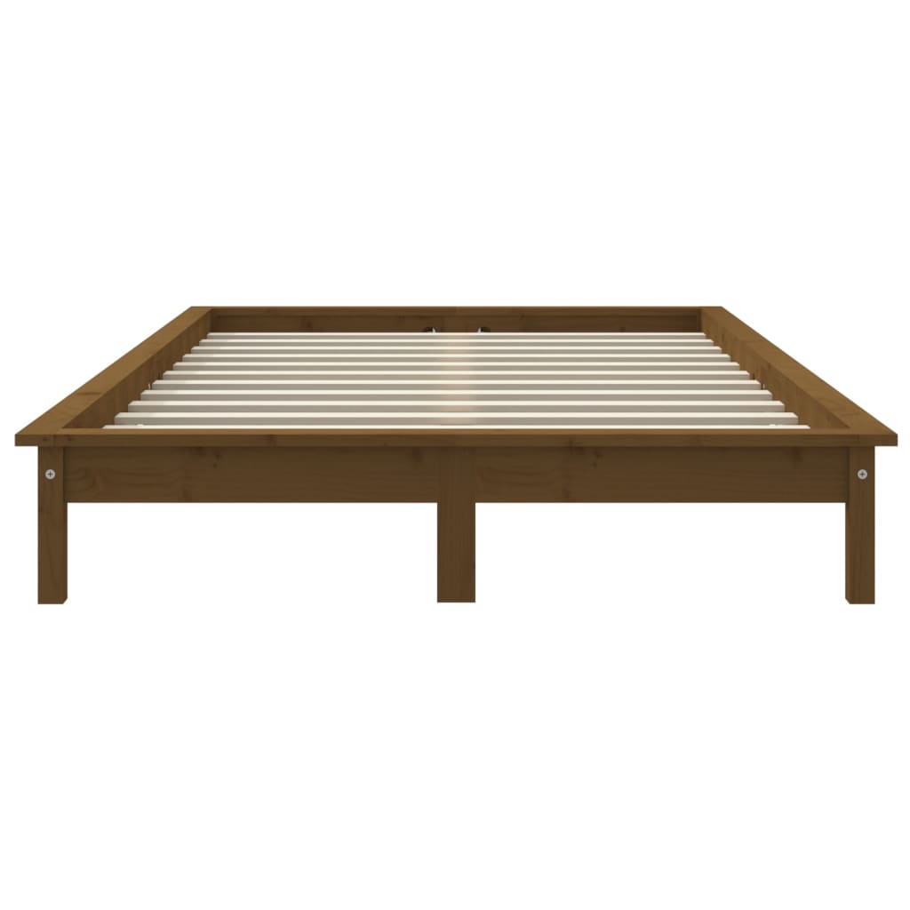 sengeramme 160x200 cm massivt fyrretræ gyldenbrun