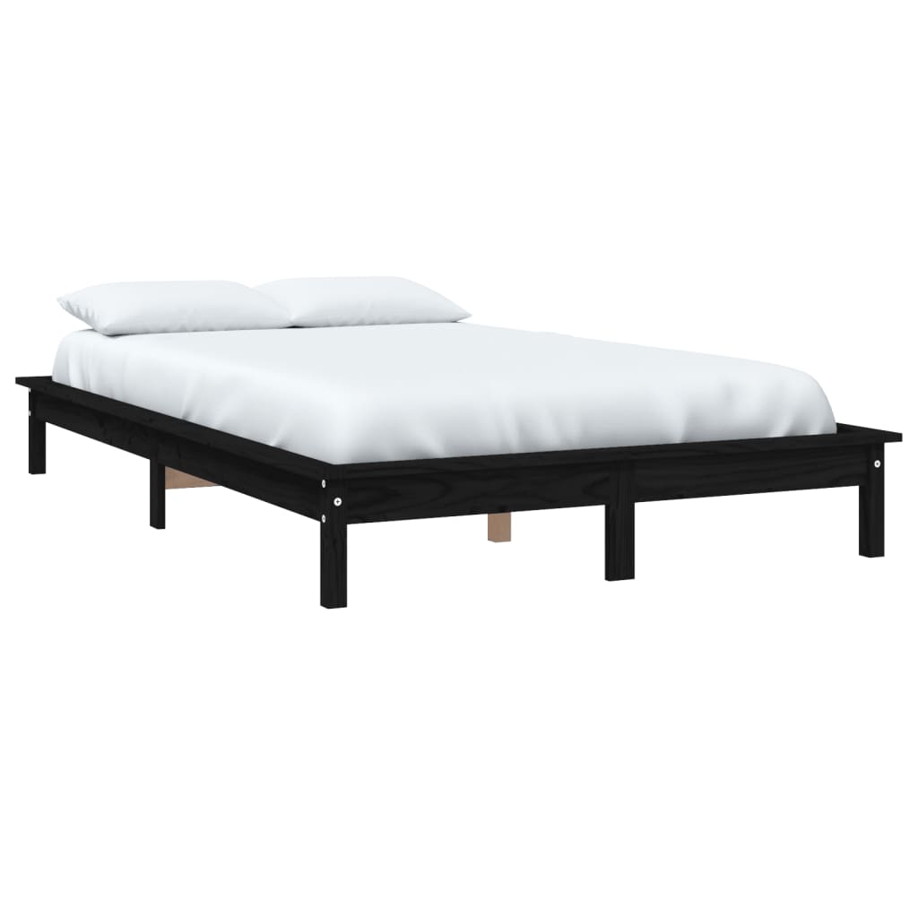 sengeramme 160x200 cm massivt fyrretræ sort