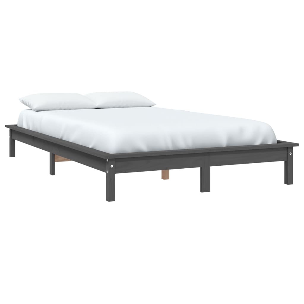 sengeramme 200x200 cm massivt fyrretræ grå