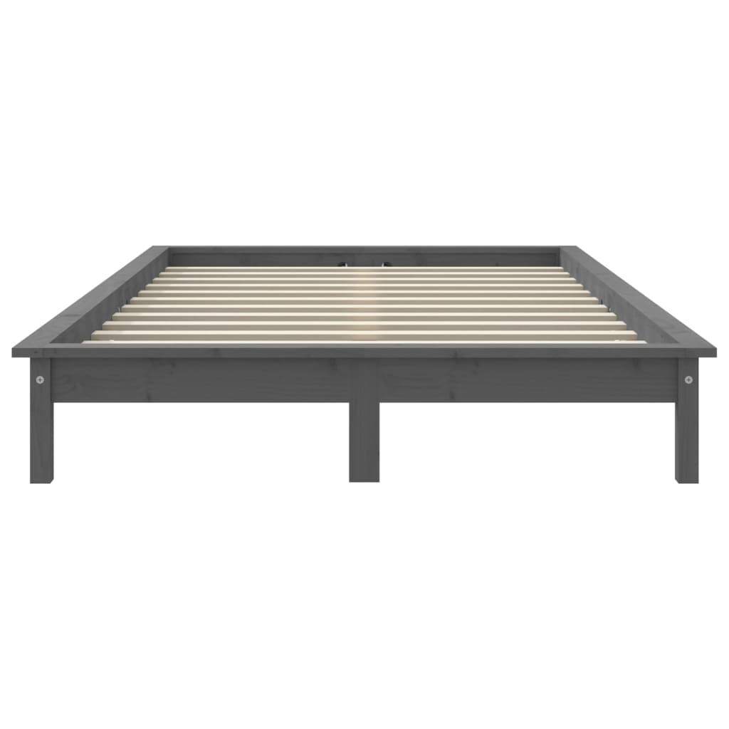 sengeramme 200x200 cm massivt fyrretræ grå