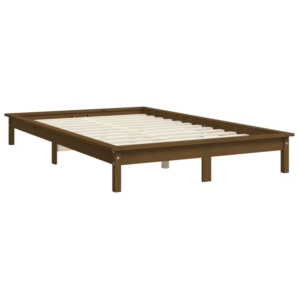 sengeramme 200x200 cm massivt fyrretræ gyldenbrun