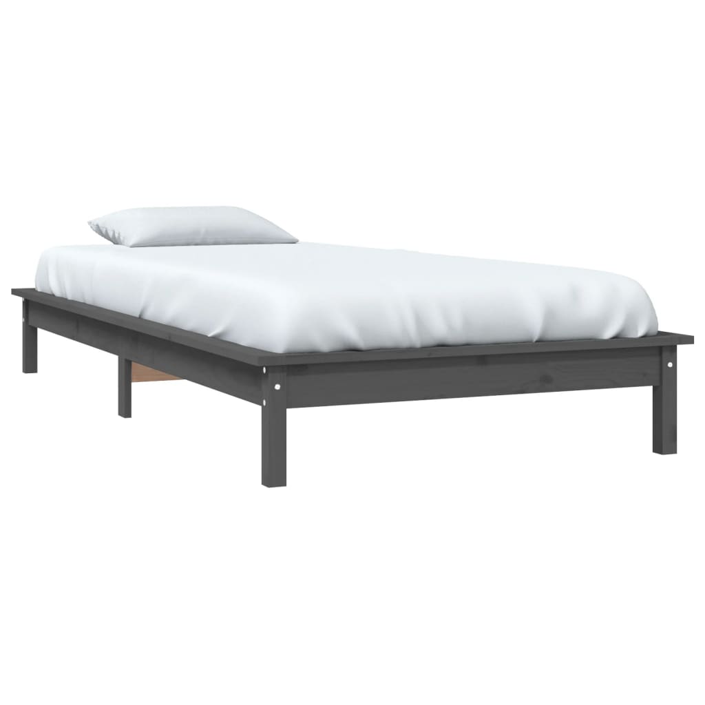 sengeramme 90x190 cm Single massivt fyrretræ grå