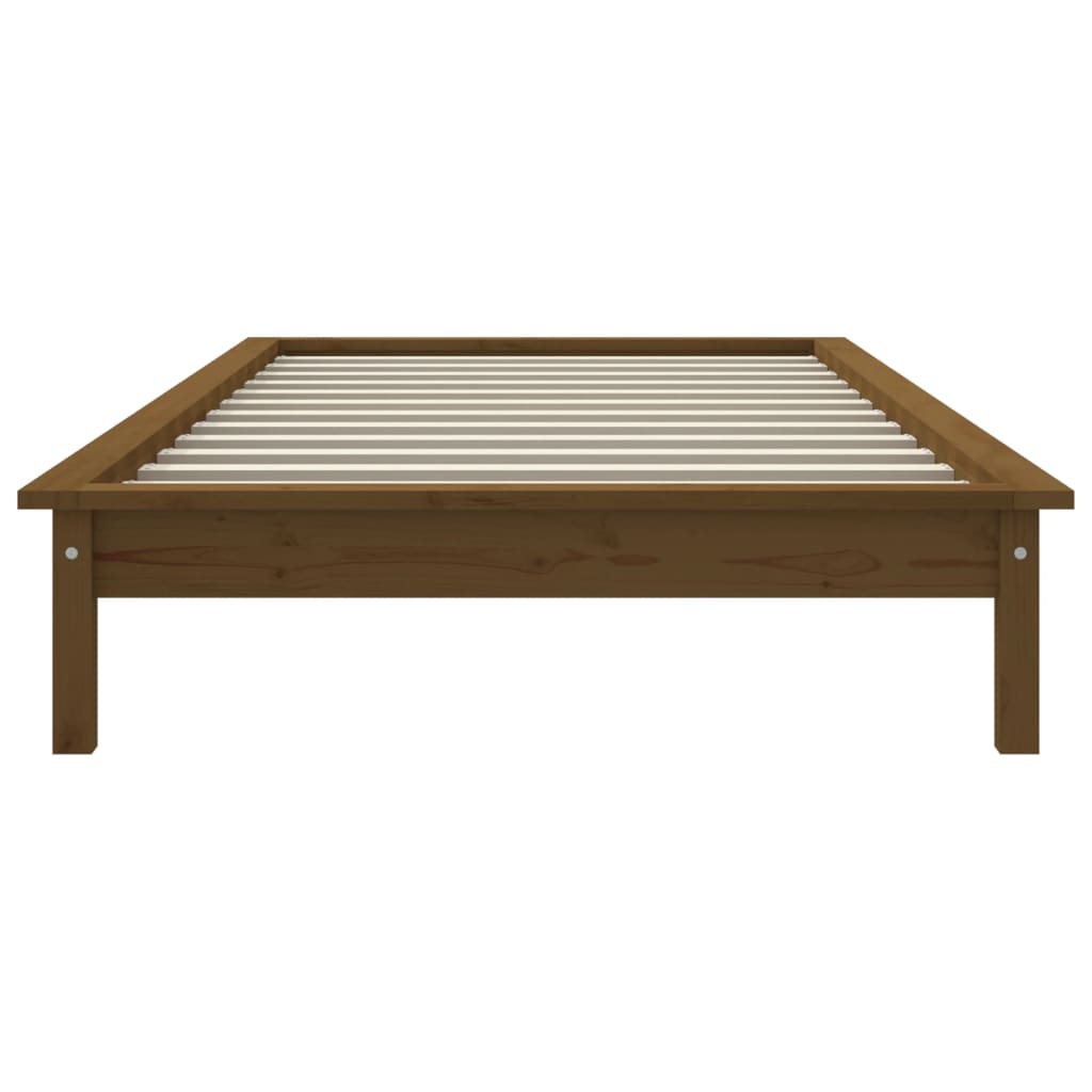 sengeramme 90x190 cm Single massivt fyrretræ gyldenbrun