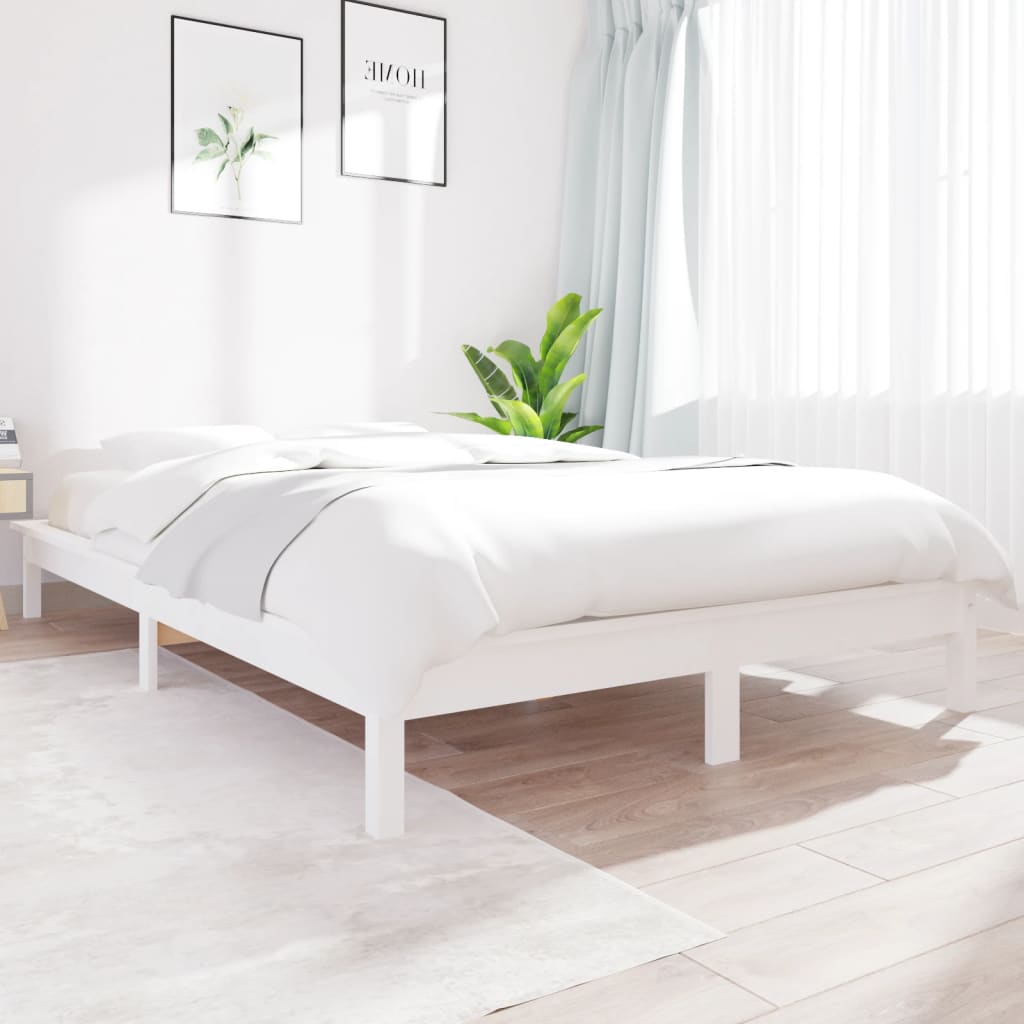 sengeramme uden madras 140x190 cm massivt fyrretræ hvid