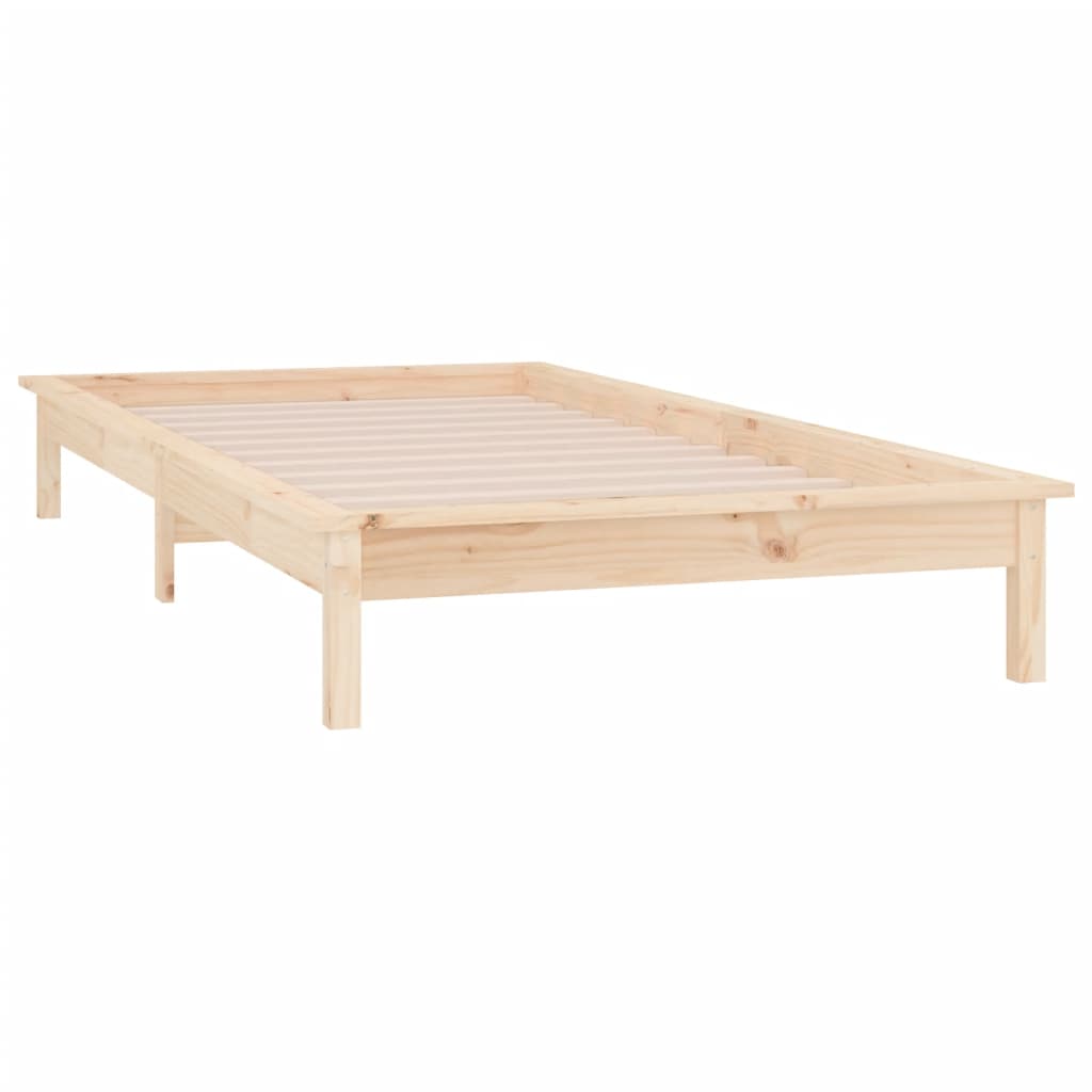 sengeramme med LED-lys 90x200 cm massivt træ