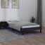 sengeramme med LED-lys 90x200 cm massivt træ sort