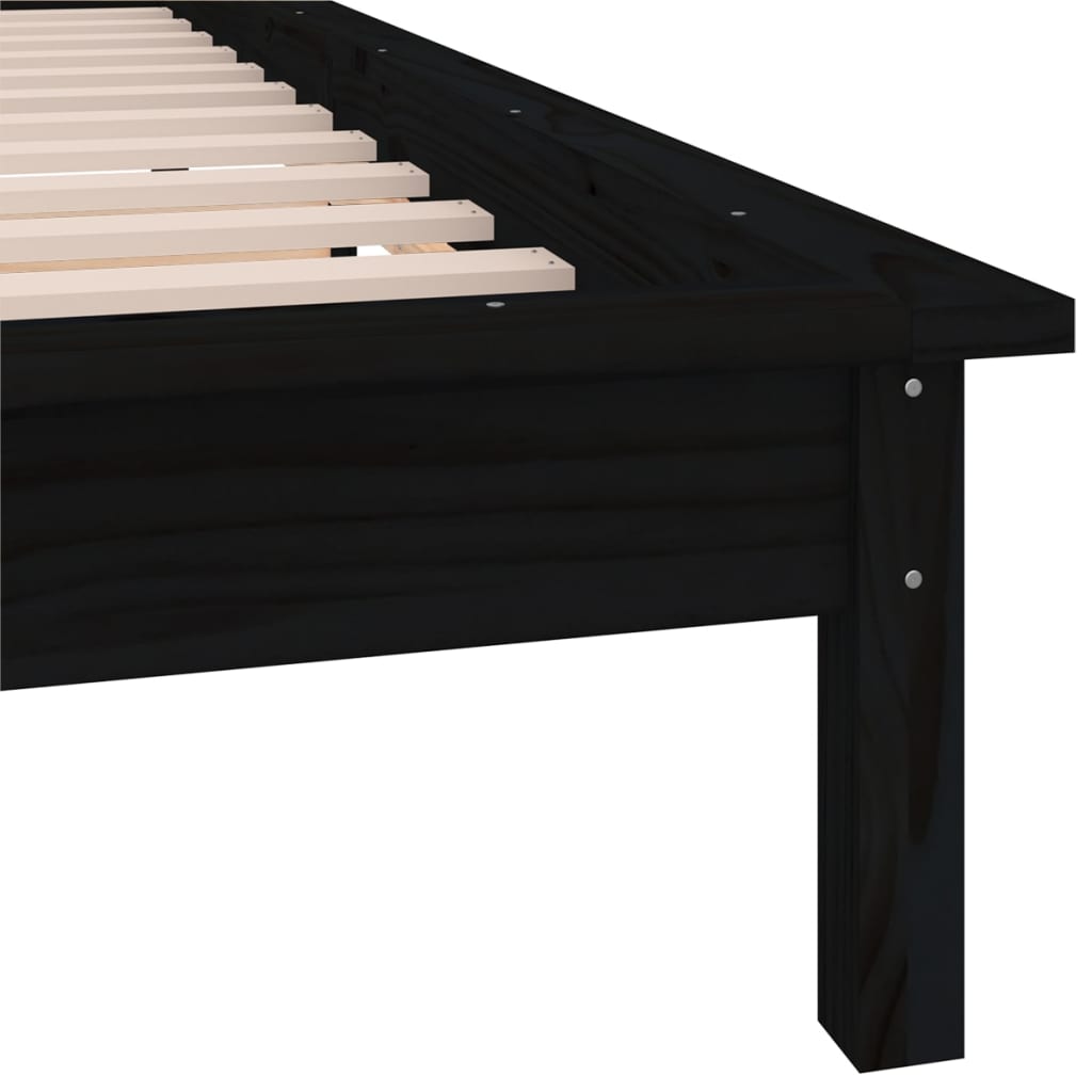 sengeramme med LED-lys 100x200 cm massivt træ sort