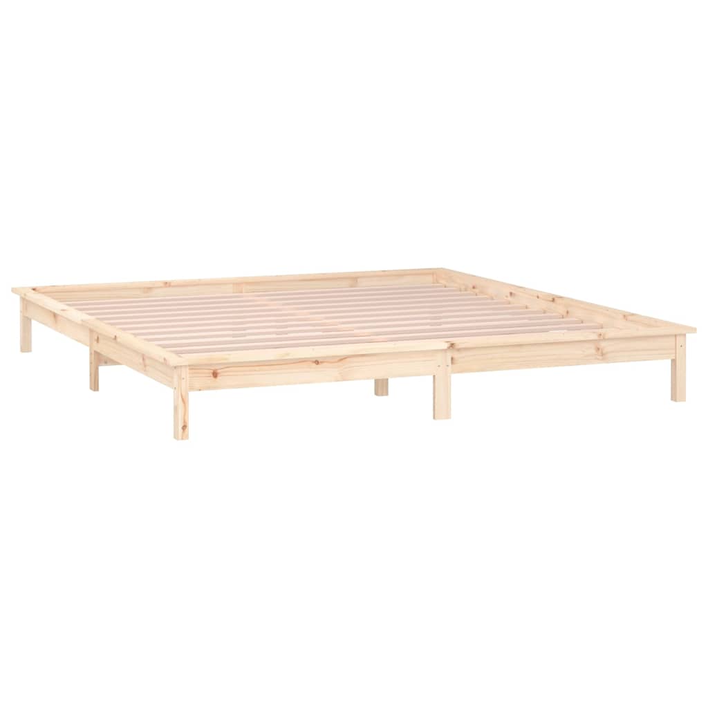 sengeramme med LED-lys 140x200 cm massivt træ