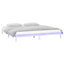 sengeramme med LED-lys 150x200 cm kingsize massivt træ hvid