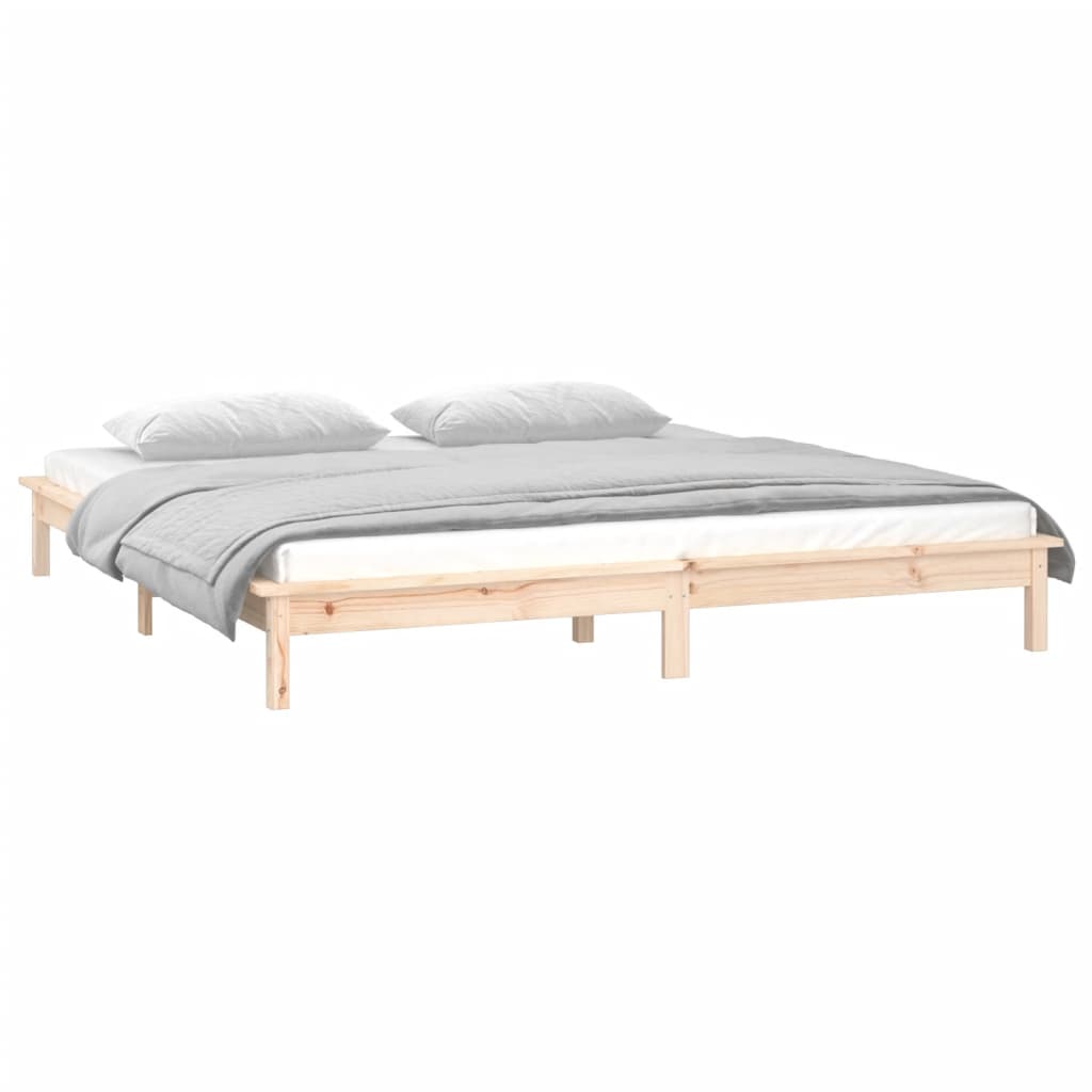 sengeramme med LED-lys 160x200 cm massivt træ