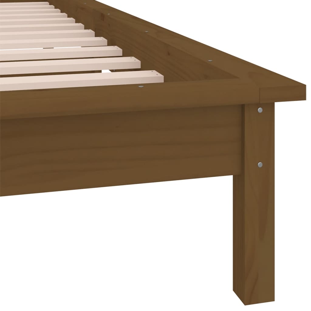 sengeramme m. LED-lys 75x190 cm Small Single massivt træ brun