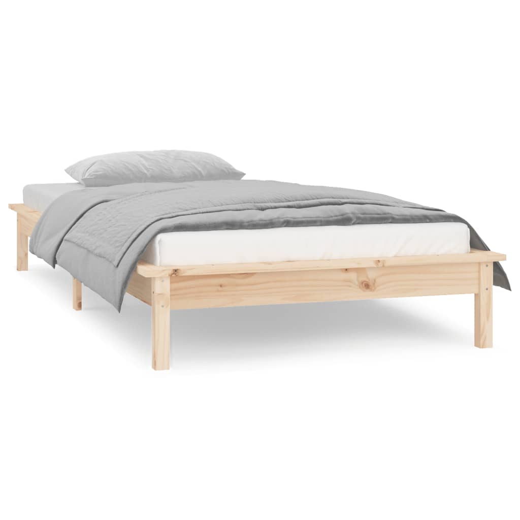 sengeramme med LED 90x190 cm Single massivt træ