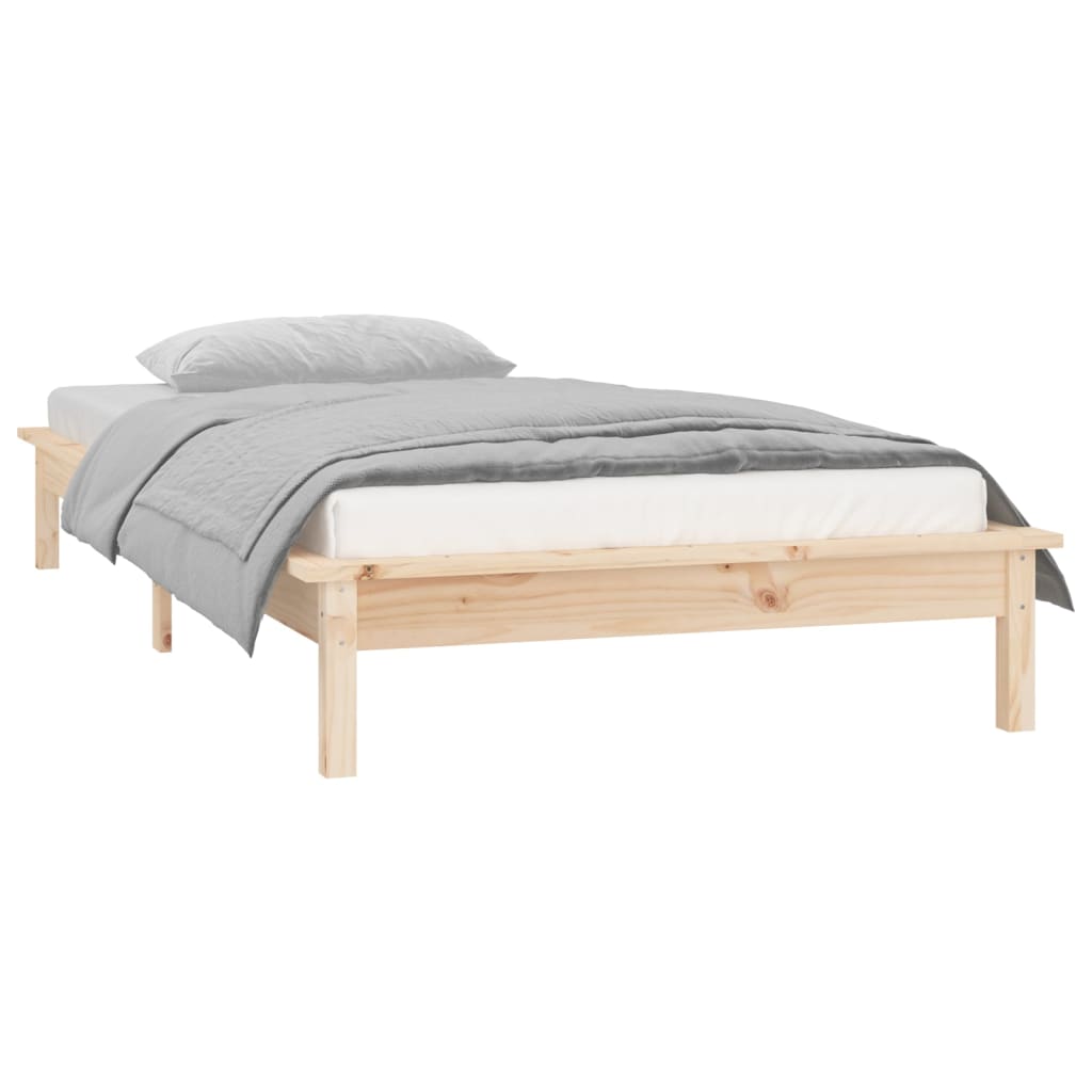 sengeramme med LED 90x190 cm Single massivt træ