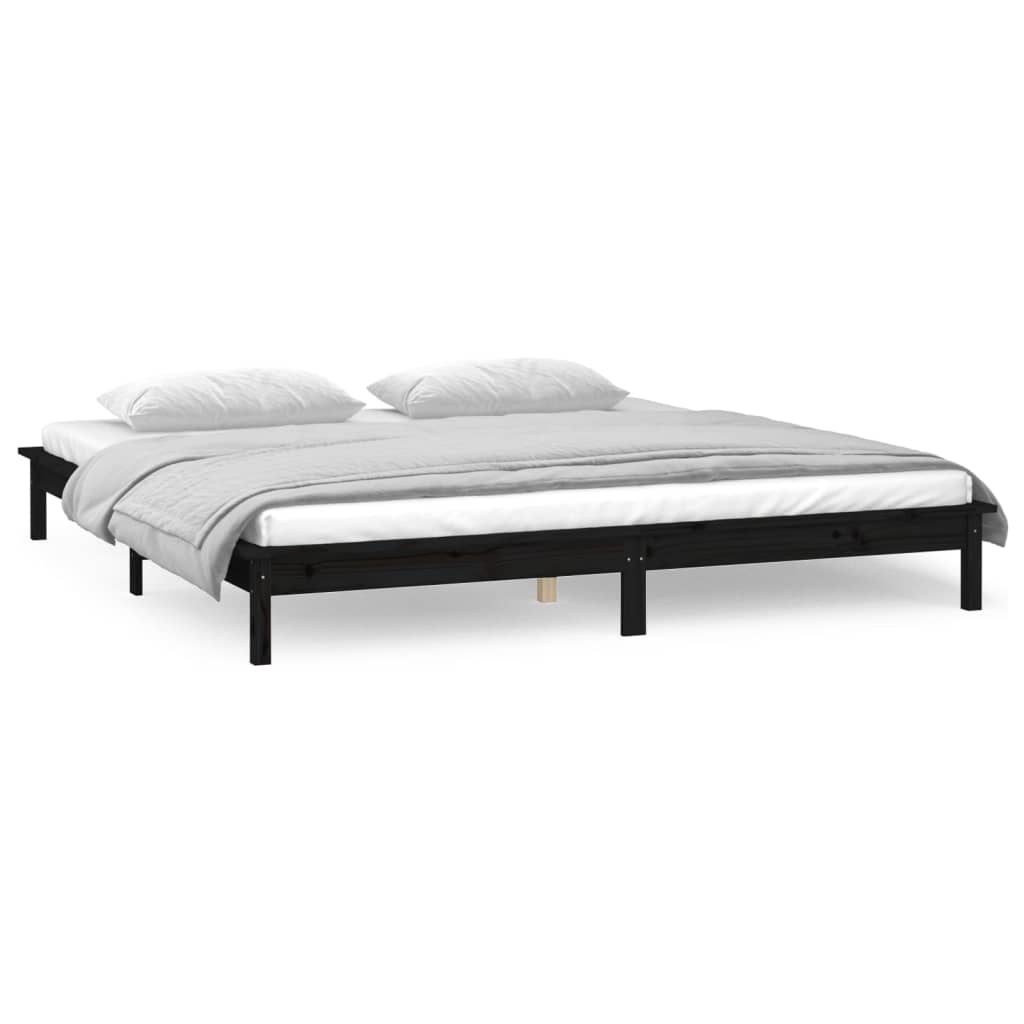 sengeramme med LED-lys 120x190 cm Small Double massivt træ sort