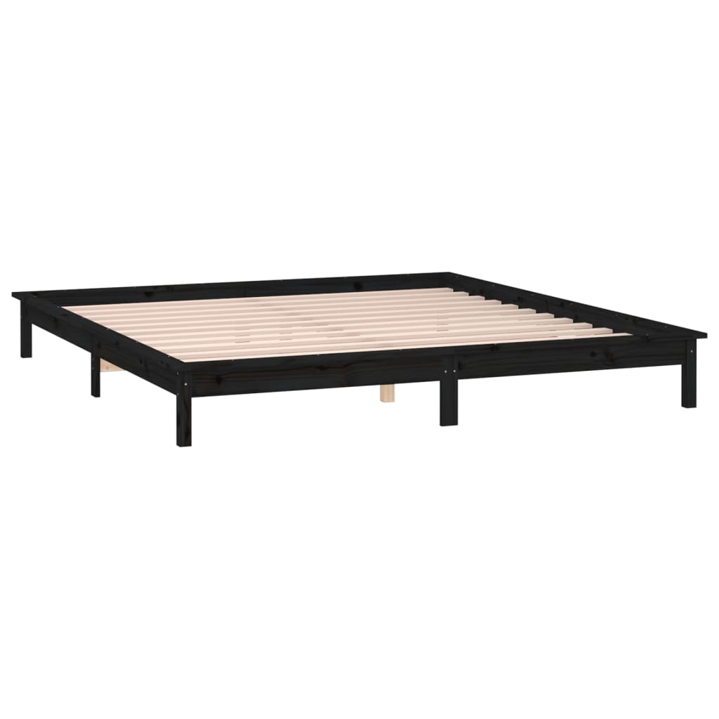 sengeramme med LED-lys 120x190 cm Small Double massivt træ sort