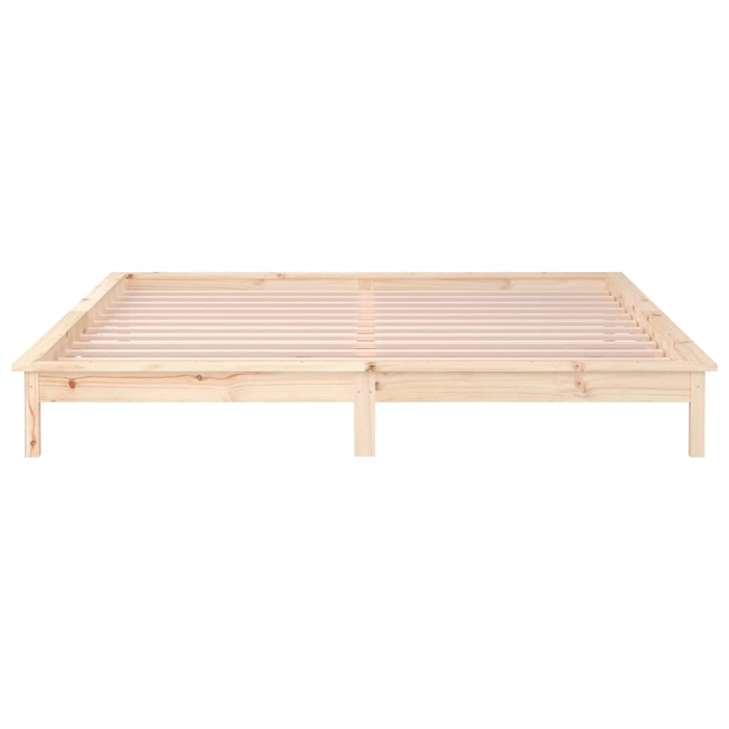 sengeramme med LED-lys 140x190 cm massivt træ