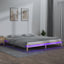 sengeramme med LED-lys 140x190 cm massivt træ