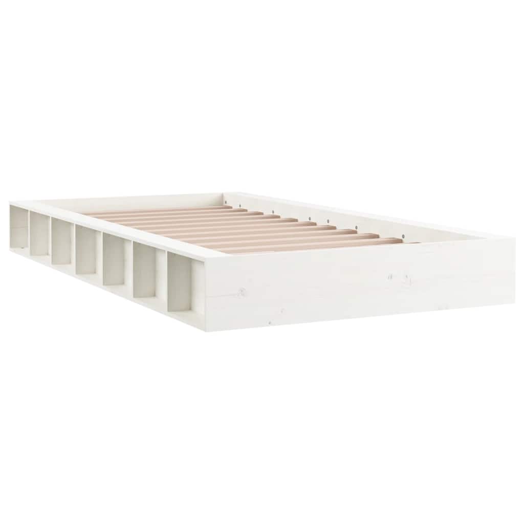 sengeramme 135x190 cm dobbelt massivt træ hvid