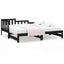 daybed med udtræk 2x(90x190) cm massivt fyrretræ sort
