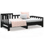 daybed med udtræk 2x(90x190) cm massivt fyrretræ sort