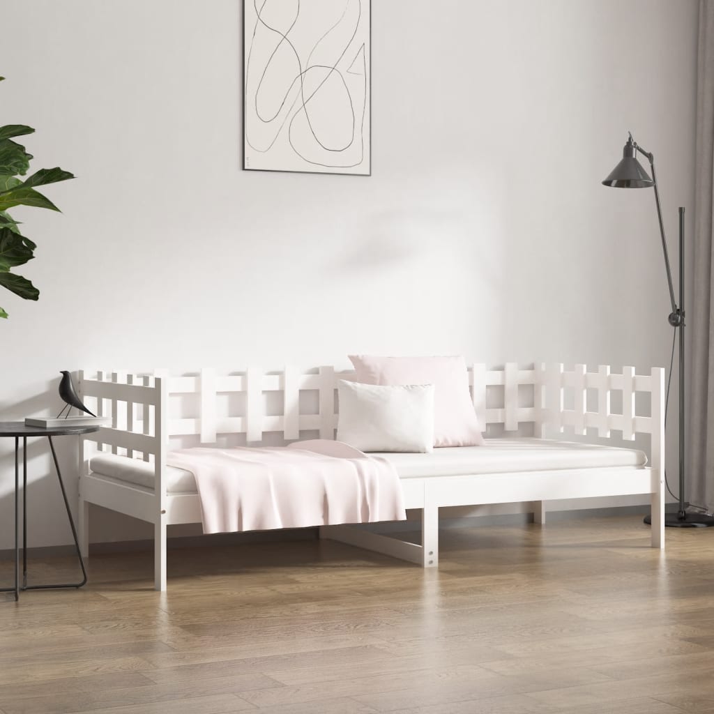 daybed uden madras 90x200 cm massivt fyrretræ hvid