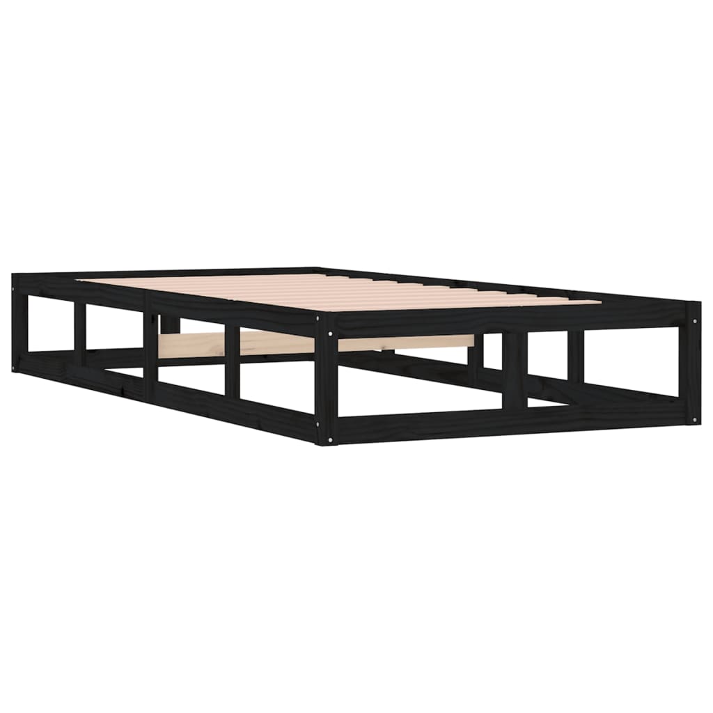 sengeramme 90x200 cm massivt træ sort