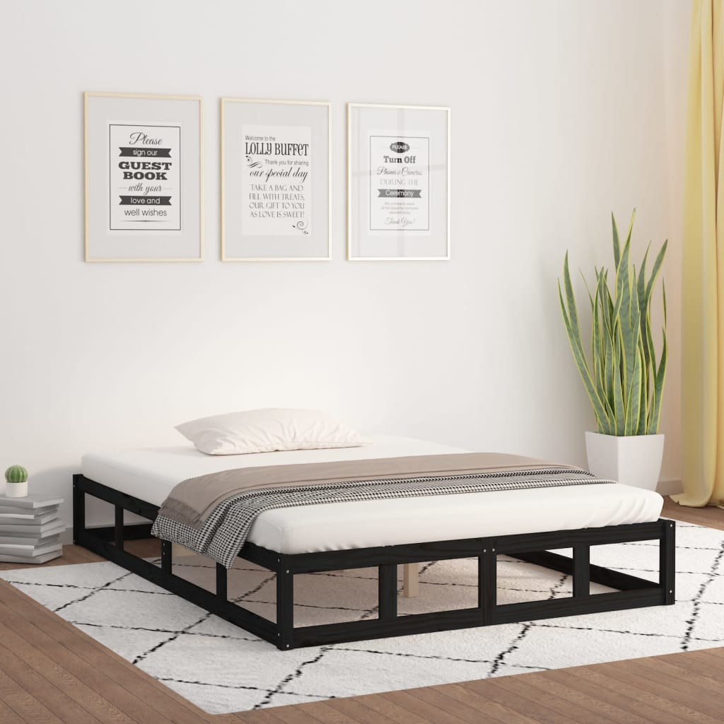 sengeramme 120x200 cm massivt træ sort