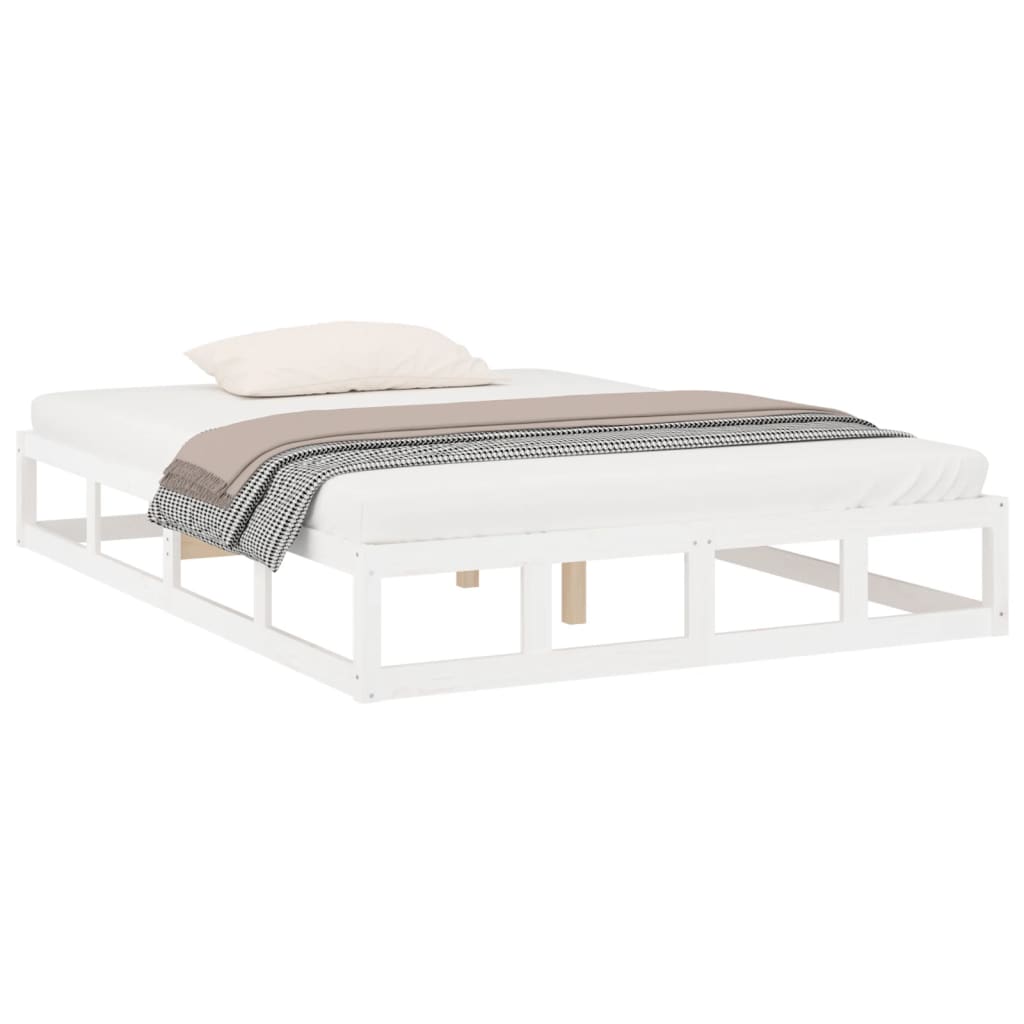 sengeramme 150x200 cm King Size massivt træ hvid