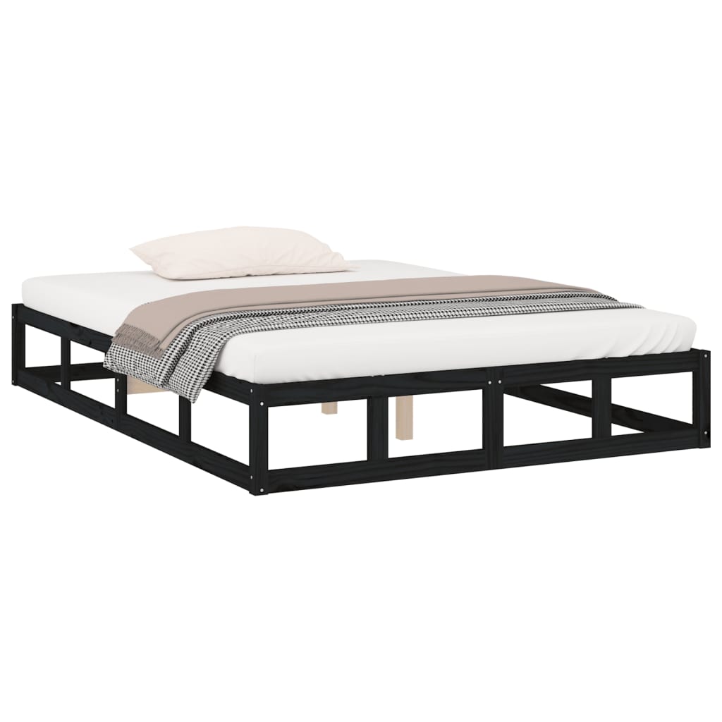 sengeramme 200x200 cm massivt træ sort