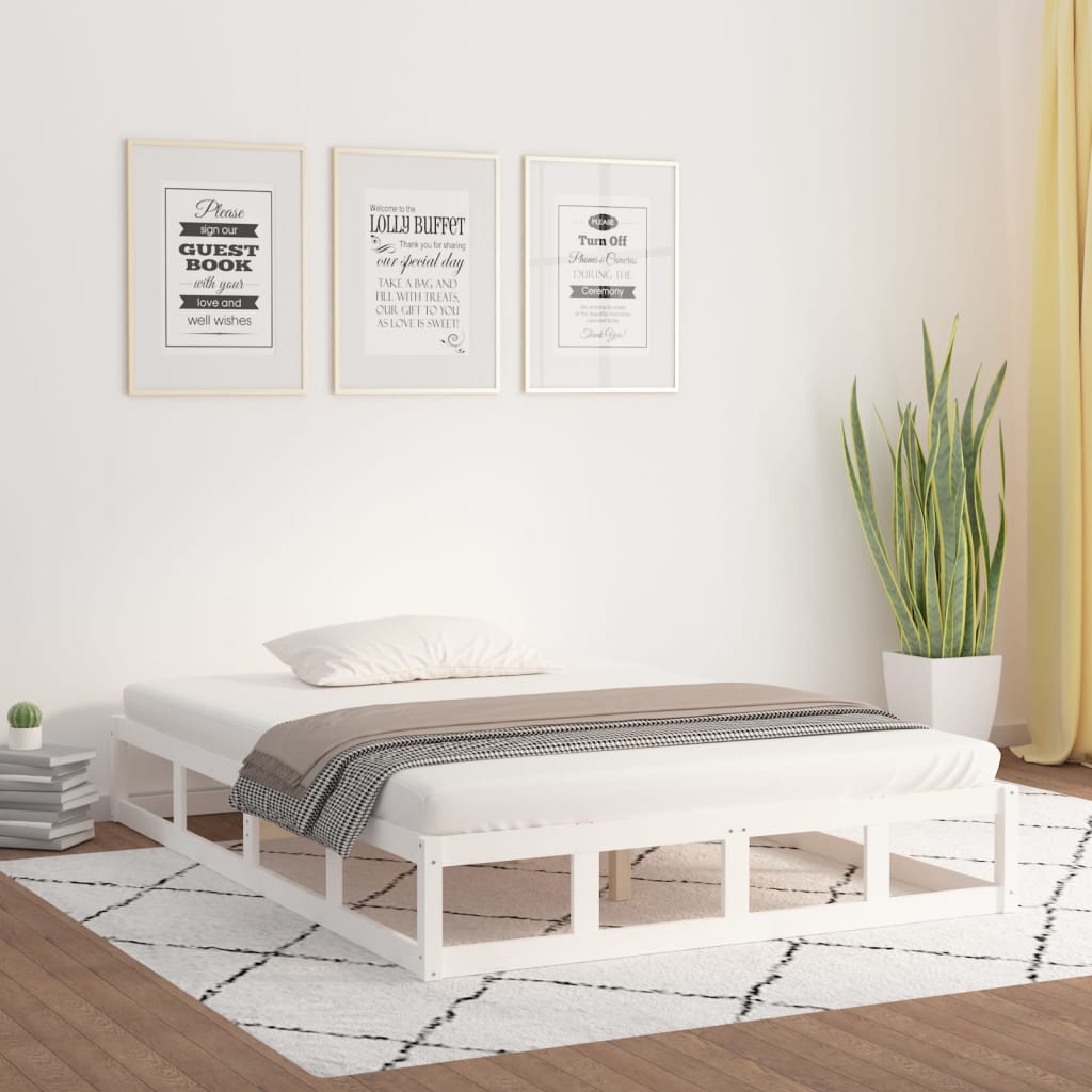 sengeramme 140x190 cm massivt træ hvid