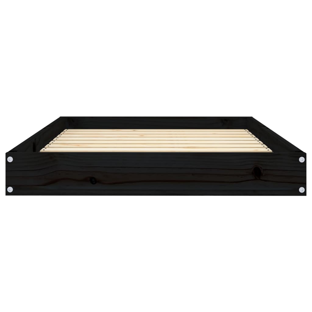 hundeseng 91,5x64x9 cm massivt fyrretræ sort