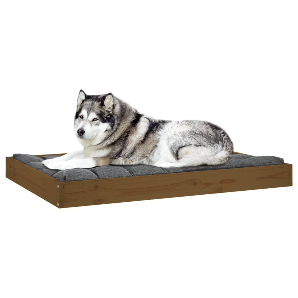 hundeseng 101,5x74x9 cm massivt fyrretræ gyldenbrun