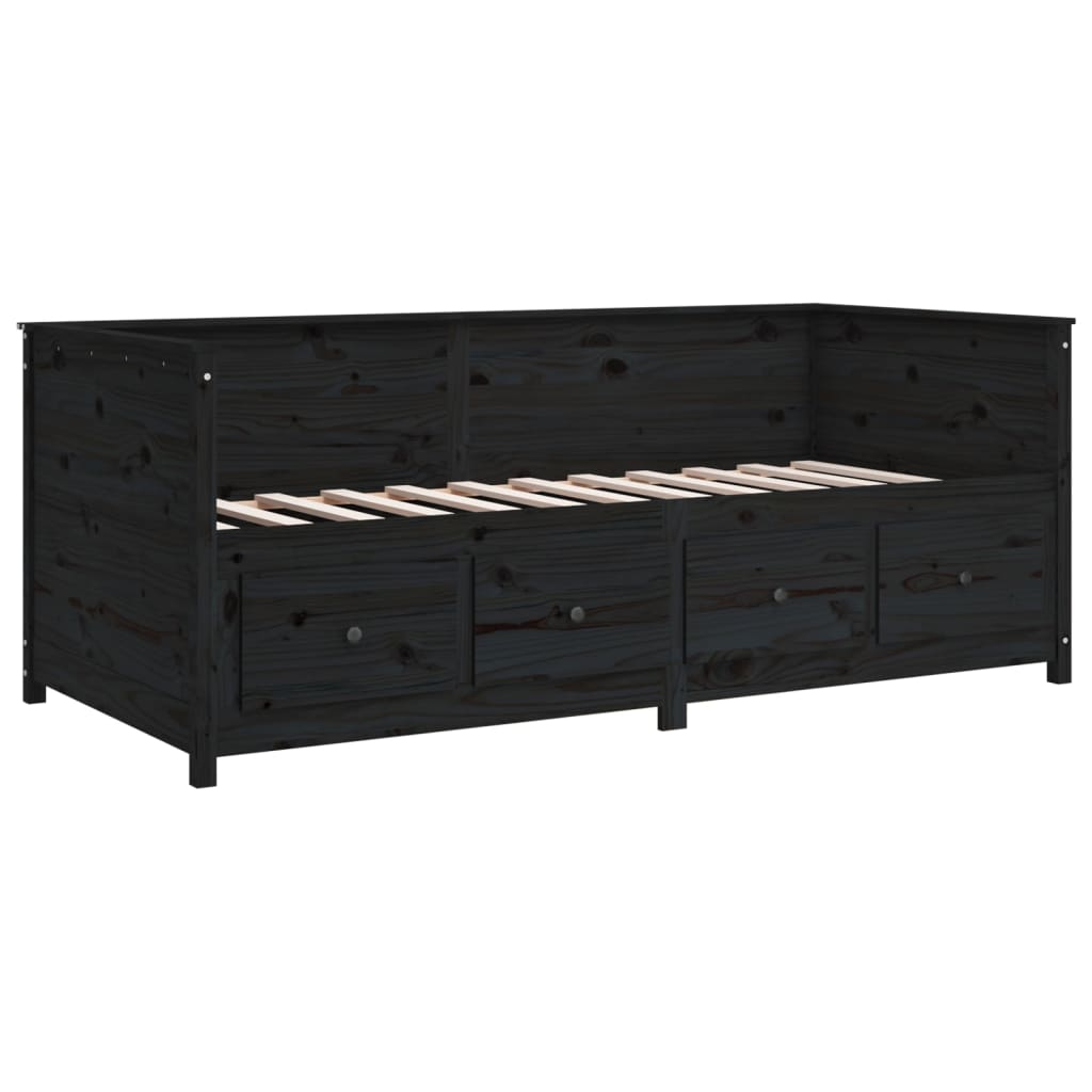 daybed 90x200 cm massivt fyrretræ sort