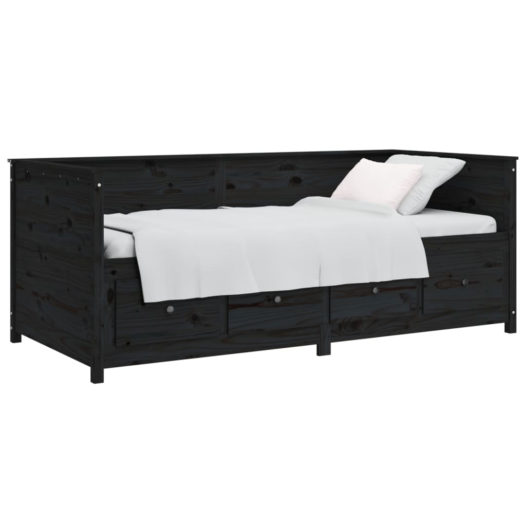 daybed 75x190 cm massivt fyrretræ sort
