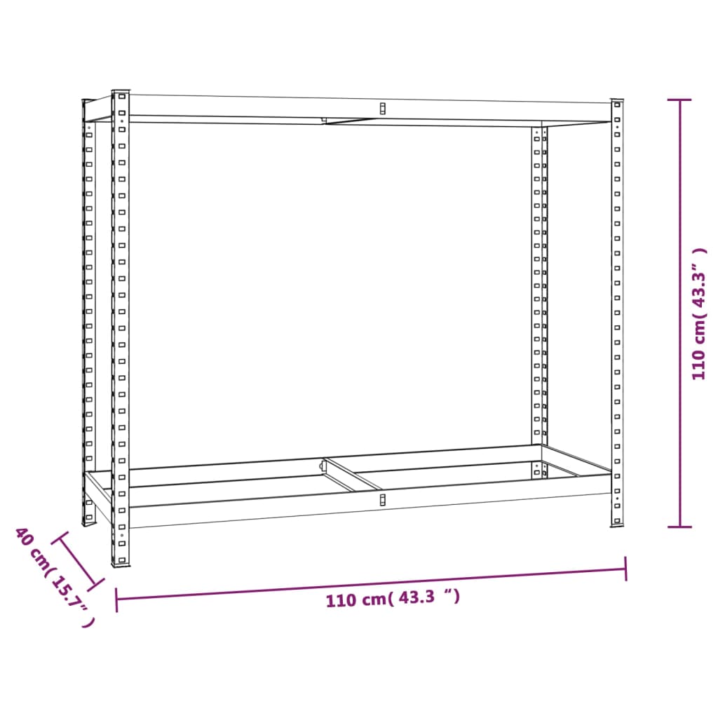 dækreoler 2 stk. med 2 hylder 110x40x110 cm stål sølvfarvet