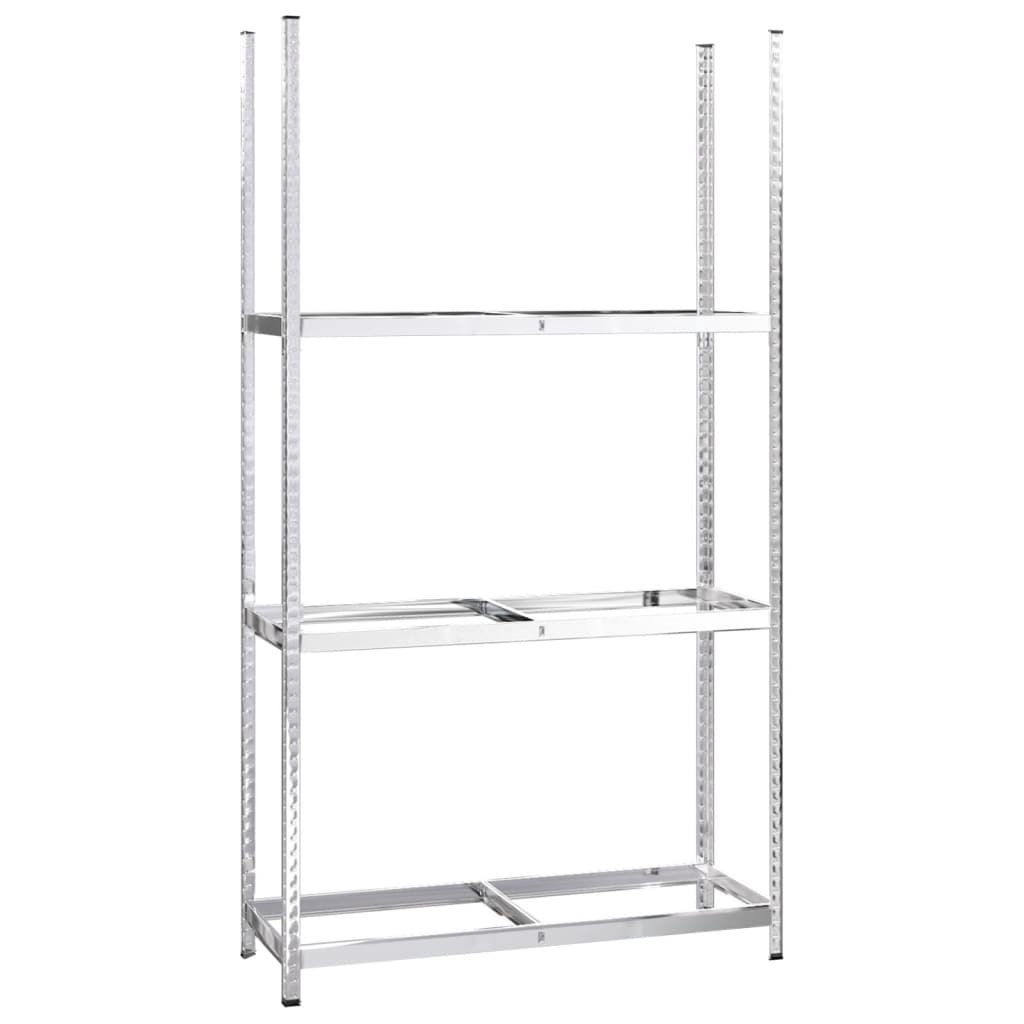 dækreol med 3 hylder 110x40x200 cm stål sølvfarvet